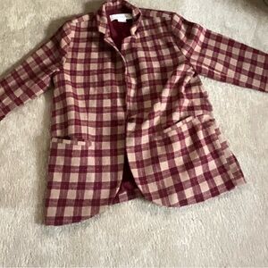 Treasure & Bond Checkered Blazer - Burgundy and Beige